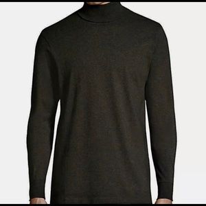 Lands End Men LG (42-44) turtleneck Dark Grey Long Sleeve Shirt NEW